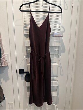 Final Touch Chocolate Brown V-Neck Maxi Slip Dress
